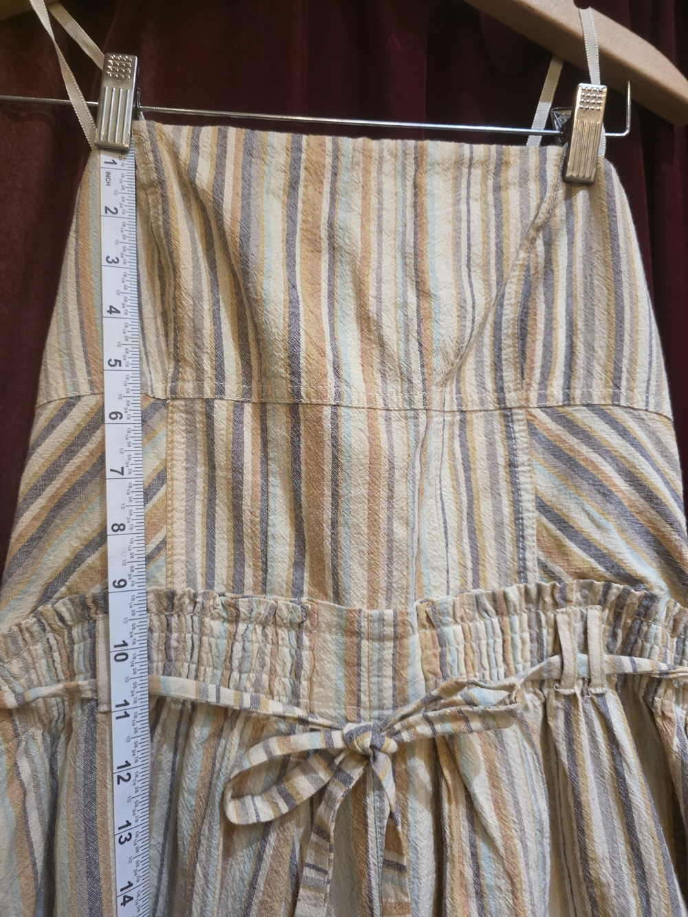 Free People Strapless Wide-Leg Jumpsuit in Neutral Stripes 100 Cotton Size M - Picture 2 of 8